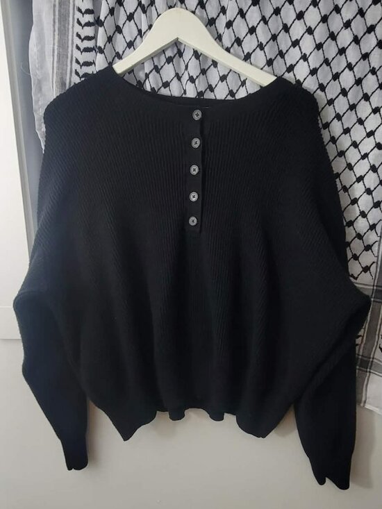 Joe Fresh Sweaters - Women's Plus size Two-Tone Henley Sweater 2X - Black - Like new!